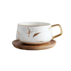 Kolo Marbled Coffee Cup with Wooden Saucer